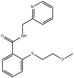 2-[(2-methoxyethyl)sulfanyl]-N-(pyridin-2-ylmethyl)benzamide Struktur