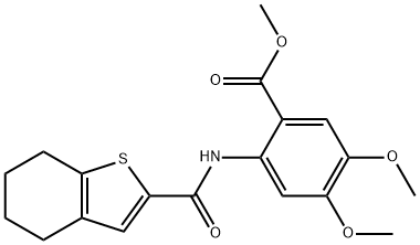 methyl 4,5-dimethoxy-2-(4,5,6,7-tetrahydrobenzo[b]thiophene-2-carboxamido)benzoate Struktur