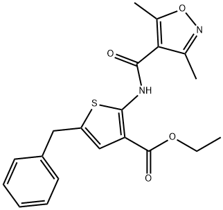 ethyl 5-benzyl-2-(3,5-dimethylisoxazole-4-carboxamido)thiophene-3-carboxylate Struktur