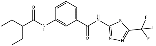 3-[(2-ethylbutanoyl)amino]-N-[5-(trifluoromethyl)-1,3,4-thiadiazol-2-yl]benzamide Struktur