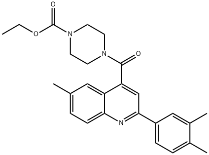 ethyl 4-(2-(3,4-dimethylphenyl)-6-methylquinoline-4-carbonyl)piperazine-1-carboxylate Struktur