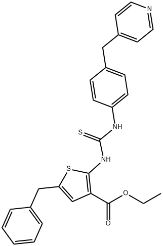 ethyl 5-benzyl-2-(3-(4-(pyridin-4-ylmethyl)phenyl)thioureido)thiophene-3-carboxylate Struktur