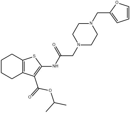 isopropyl 2-(2-(4-(furan-2-ylmethyl)piperazin-1-yl)acetamido)-4,5,6,7-tetrahydrobenzo[b]thiophene-3-carboxylate Struktur