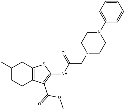 methyl 6-methyl-2-(2-(4-phenylpiperazin-1-yl)acetamido)-4,5,6,7-tetrahydrobenzo[b]thiophene-3-carboxylate Struktur