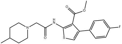 methyl 4-(4-fluorophenyl)-2-(2-(4-methylpiperidin-1-yl)acetamido)thiophene-3-carboxylate Structure