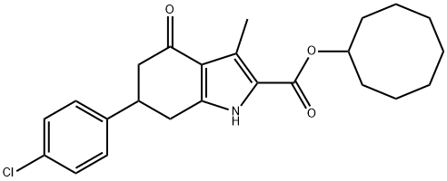 cyclooctyl 6-(4-chlorophenyl)-3-methyl-4-oxo-4,5,6,7-tetrahydro-1H-indole-2-carboxylate Struktur