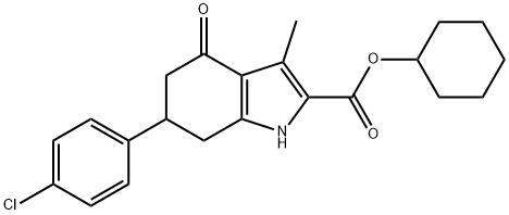 cyclohexyl 6-(4-chlorophenyl)-3-methyl-4-oxo-4,5,6,7-tetrahydro-1H-indole-2-carboxylate Struktur