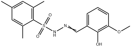 (E)-N'-(2-hydroxy-3-methoxybenzylidene)-2,4,6-trimethylbenzenesulfonohydrazide Struktur