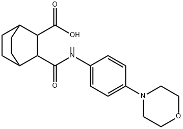 3-((4-morpholinophenyl)carbamoyl)bicyclo[2.2.2]octane-2-carboxylic acid Struktur