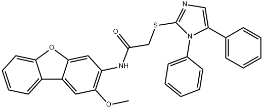 2-[(1,5-diphenyl-1H-imidazol-2-yl)sulfanyl]-N-(2-methoxydibenzo[b,d]furan-3-yl)acetamide Struktur