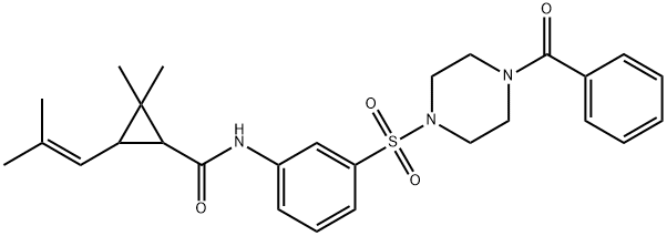 2,2-dimethyl-3-(2-methylprop-1-en-1-yl)-N-(3-{[4-(phenylcarbonyl)piperazin-1-yl]sulfonyl}phenyl)cyclopropanecarboxamide Struktur