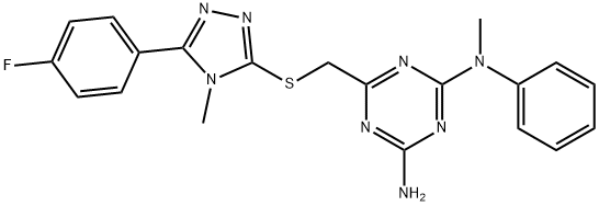 6-({[5-(4-fluorophenyl)-4-methyl-4H-1,2,4-triazol-3-yl]sulfanyl}methyl)-N-methyl-N-phenyl-1,3,5-triazine-2,4-diamine Struktur