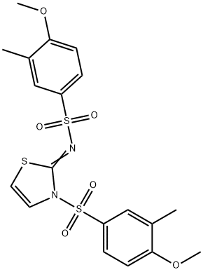 4-methoxy-N-[(2Z)-3-[(4-methoxy-3-methylphenyl)sulfonyl]-1,3-thiazol-2(3H)-ylidene]-3-methylbenzenesulfonamide Struktur