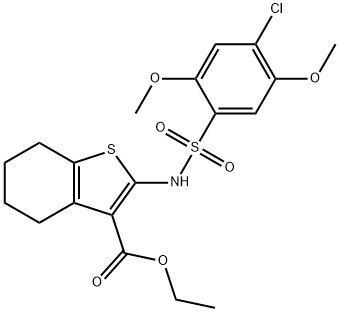 ethyl 2-(4-chloro-2,5-dimethoxyphenylsulfonamido)-4,5,6,7-tetrahydrobenzo[b]thiophene-3-carboxylate Struktur