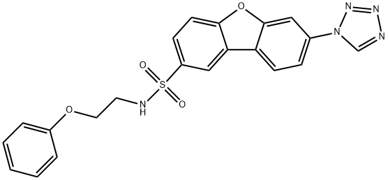 N-(2-phenoxyethyl)-7-(1H-tetrazol-1-yl)dibenzo[b,d]furan-2-sulfonamide Struktur