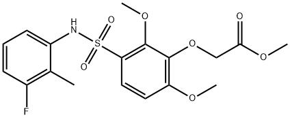 methyl 2-(3-(N-(3-fluoro-2-methylphenyl)sulfamoyl)-2,6-dimethoxyphenoxy)acetate Struktur