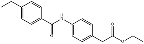 ethyl 2-(4-(4-ethylbenzamido)phenyl)acetate Struktur