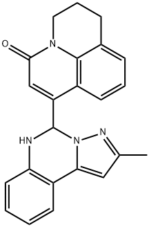 7-(2-methyl-5,6-dihydropyrazolo[1,5-c]quinazolin-5-yl)-2,3-dihydro-1H,5H-pyrido[3,2,1-ij]quinolin-5-one Struktur