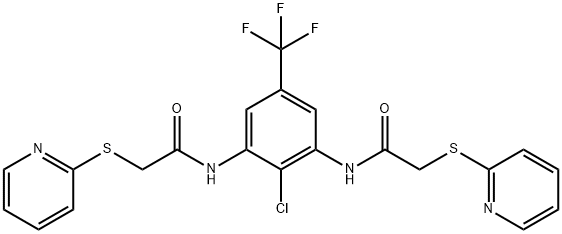 N,N'-[2-chloro-5-(trifluoromethyl)benzene-1,3-diyl]bis[2-(pyridin-2-ylsulfanyl)acetamide] Struktur