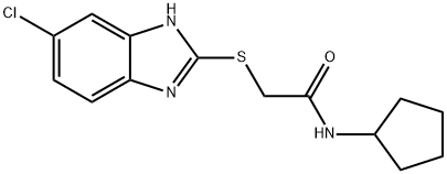 2-[(5-chloro-1H-benzimidazol-2-yl)sulfanyl]-N-cyclopentylacetamide Struktur