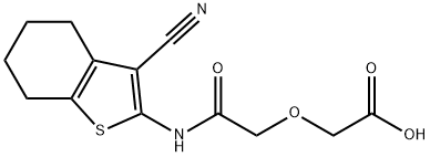 2-(2-((3-cyano-4,5,6,7-tetrahydrobenzo[b]thiophen-2-yl)amino)-2-oxoethoxy)acetic acid Struktur