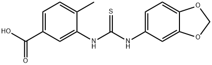 3-(3-(benzo[d][1,3]dioxol-5-yl)thioureido)-4-methylbenzoic acid Struktur