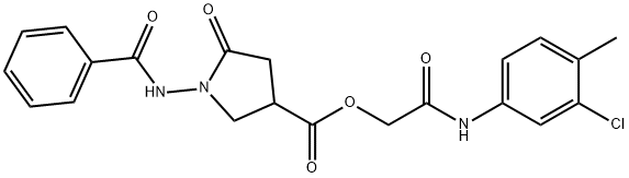 2-((3-chloro-4-methylphenyl)amino)-2-oxoethyl 1-benzamido-5-oxopyrrolidine-3-carboxylate Struktur