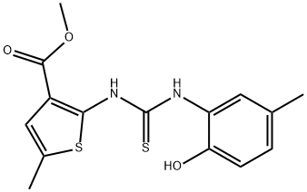 methyl 2-(3-(2-hydroxy-5-methylphenyl)thioureido)-5-methylthiophene-3-carboxylate Struktur