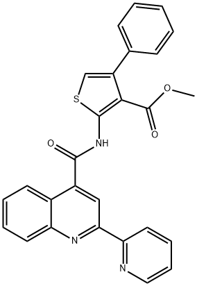 methyl 4-phenyl-2-(2-(pyridin-2-yl)quinoline-4-carboxamido)thiophene-3-carboxylate Struktur