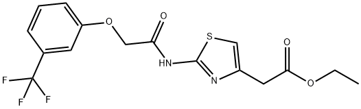 ethyl 2-(2-(2-(3-(trifluoromethyl)phenoxy)acetamido)thiazol-4-yl)acetate Struktur