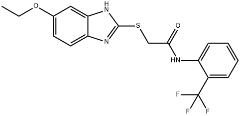 2-[(5-ethoxy-1H-benzimidazol-2-yl)sulfanyl]-N-[2-(trifluoromethyl)phenyl]acetamide Struktur