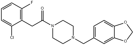 1-[4-(1,3-benzodioxol-5-ylmethyl)piperazin-1-yl]-2-(2-chloro-6-fluorophenyl)ethanone Struktur