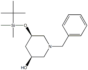 3-Piperidinol, 5-[[(1,1-dimethylethyl)dimethylsilyl]oxy]-1-(phenylmethyl)-,  (3S,5R)- Struktur