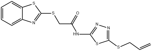 2-(1,3-benzothiazol-2-ylsulfanyl)-N-[5-(prop-2-en-1-ylsulfanyl)-1,3,4-thiadiazol-2-yl]acetamide Struktur