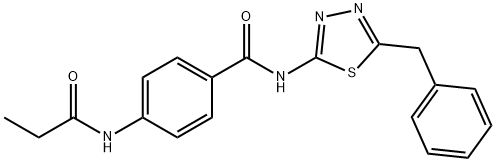 N-(5-benzyl-1,3,4-thiadiazol-2-yl)-4-(propanoylamino)benzamide Struktur