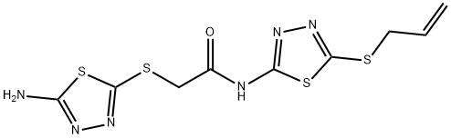 2-[(5-amino-1,3,4-thiadiazol-2-yl)sulfanyl]-N-[5-(prop-2-en-1-ylsulfanyl)-1,3,4-thiadiazol-2-yl]acetamide Struktur