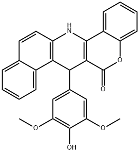 7-(4-hydroxy-3,5-dimethoxyphenyl)-7,14-dihydro-6H-benzo[f]chromeno[4,3-b]quinolin-6-one Struktur