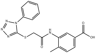 4-methyl-3-(2-((1-phenyl-1H-tetrazol-5-yl)thio)acetamido)benzoic acid Struktur