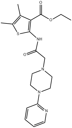 ethyl 4,5-dimethyl-2-(2-(4-(pyridin-2-yl)piperazin-1-yl)acetamido)thiophene-3-carboxylate Struktur