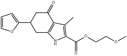 2-methoxyethyl 6-(furan-2-yl)-3-methyl-4-oxo-4,5,6,7-tetrahydro-1H-indole-2-carboxylate Struktur