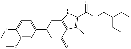 2-ethylbutyl 6-(3,4-dimethoxyphenyl)-3-methyl-4-oxo-4,5,6,7-tetrahydro-1H-indole-2-carboxylate Struktur