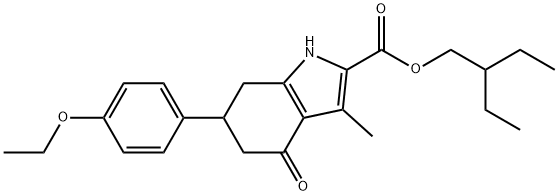 2-ethylbutyl 6-(4-ethoxyphenyl)-3-methyl-4-oxo-4,5,6,7-tetrahydro-1H-indole-2-carboxylate Struktur