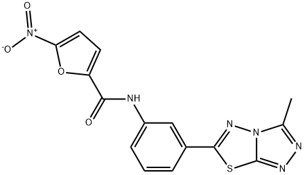 N-[3-(3-methyl[1,2,4]triazolo[3,4-b][1,3,4]thiadiazol-6-yl)phenyl]-5-nitrofuran-2-carboxamide Struktur