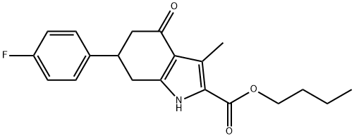 butyl 6-(4-fluorophenyl)-3-methyl-4-oxo-4,5,6,7-tetrahydro-1H-indole-2-carboxylate Struktur