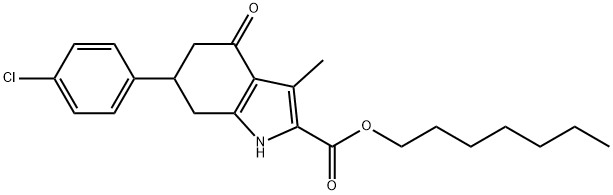 heptyl 6-(4-chlorophenyl)-3-methyl-4-oxo-4,5,6,7-tetrahydro-1H-indole-2-carboxylate Struktur