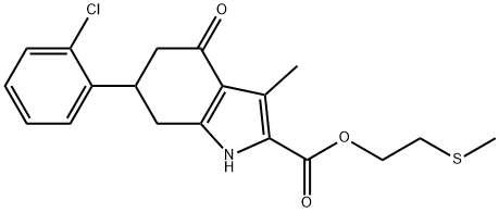 2-(methylsulfanyl)ethyl 6-(2-chlorophenyl)-3-methyl-4-oxo-4,5,6,7-tetrahydro-1H-indole-2-carboxylate Struktur