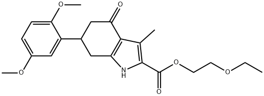 2-ethoxyethyl 6-(2,5-dimethoxyphenyl)-3-methyl-4-oxo-4,5,6,7-tetrahydro-1H-indole-2-carboxylate Struktur