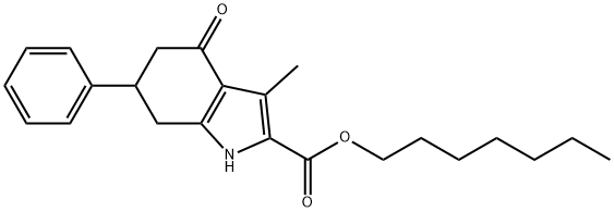 heptyl 3-methyl-4-oxo-6-phenyl-4,5,6,7-tetrahydro-1H-indole-2-carboxylate Struktur