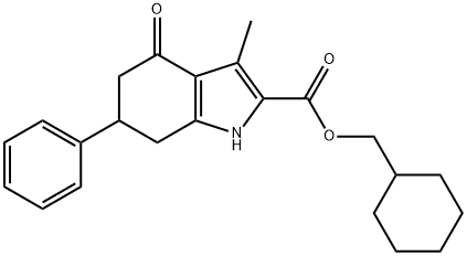 cyclohexylmethyl 3-methyl-4-oxo-6-phenyl-4,5,6,7-tetrahydro-1H-indole-2-carboxylate Struktur