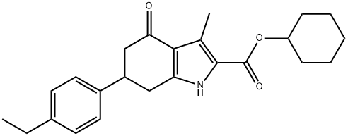 cyclohexyl 6-(4-ethylphenyl)-3-methyl-4-oxo-4,5,6,7-tetrahydro-1H-indole-2-carboxylate Struktur